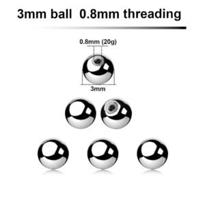 polished surgical steel balls with 3mm diameter and a 0.8mm threading
