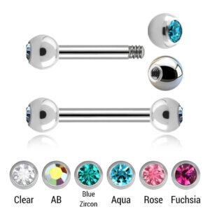 1.2mm, with two 3mm bezel set crystal balls