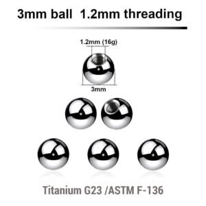 balls with 3mm diameter and a 1.2mm