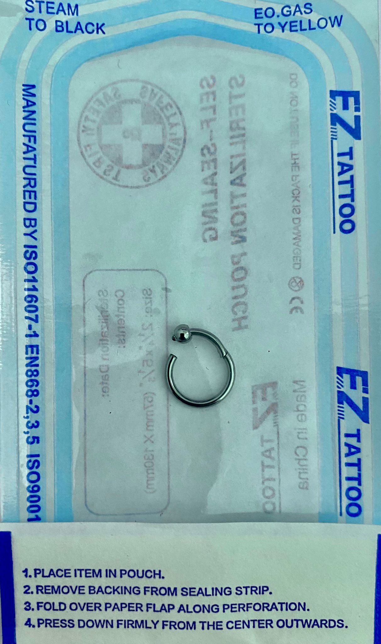 EO Gas Sterilized High polished titanium internally threaded labrets, Thickness 1.2mm, Ball size 3mm