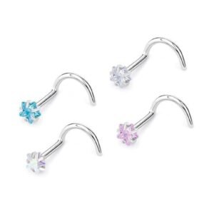 SKU:SGYS7005 0.8mm/ball 2.5 mm Steel Nose Studs with 2.5mm Prong and Star-Shaped Cubic Zirconia, 0.8mm Thick. Material: 316L Surgical Steel. Thickness: 0.8mm (20g). Top Size: 2.5mm.